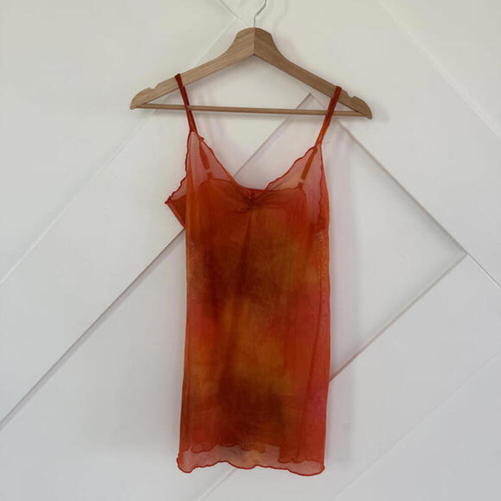 Vintage Y2K Victoria's Secret Orange Sheer Slip Dress XS